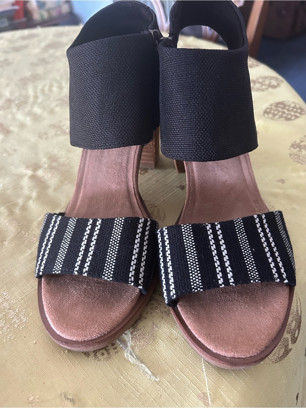 TOMS summer black Striped Open-Toe Women's Sandals